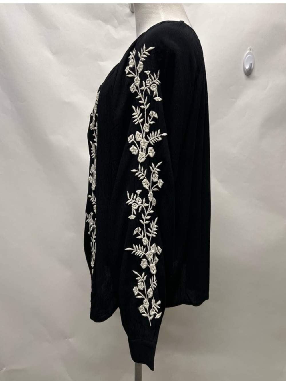Karen Kane Black White Floral Peasant Tunic Blouse XL - Picture 4 of 6